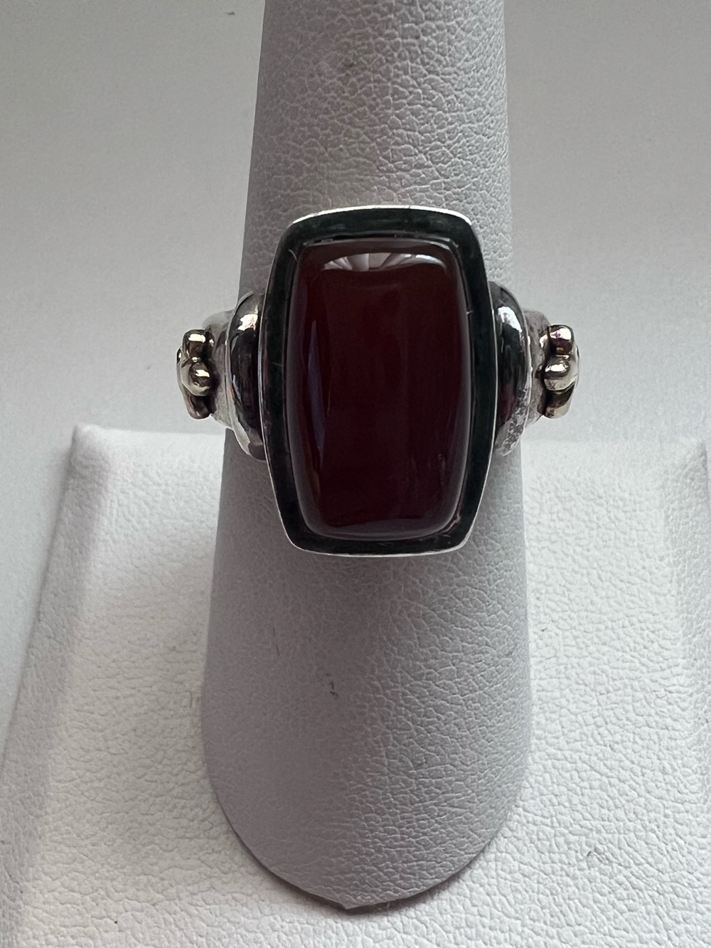 Ann King Sterling Silver 18K Gold Carnelian Cabochon Statement Ring Size 8
